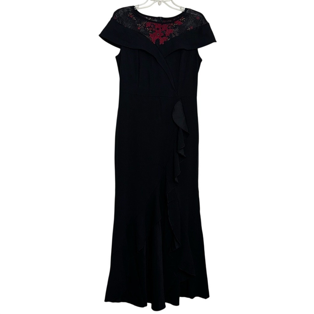 VFSHOW Women's Lace Ruffle Split Formal Evening Gown Size L Prom Maxi Long Dress